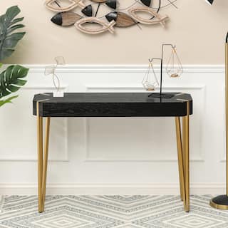 Black Wood and Gold Metal Console and Entry Table - 30.25" H x 42" W