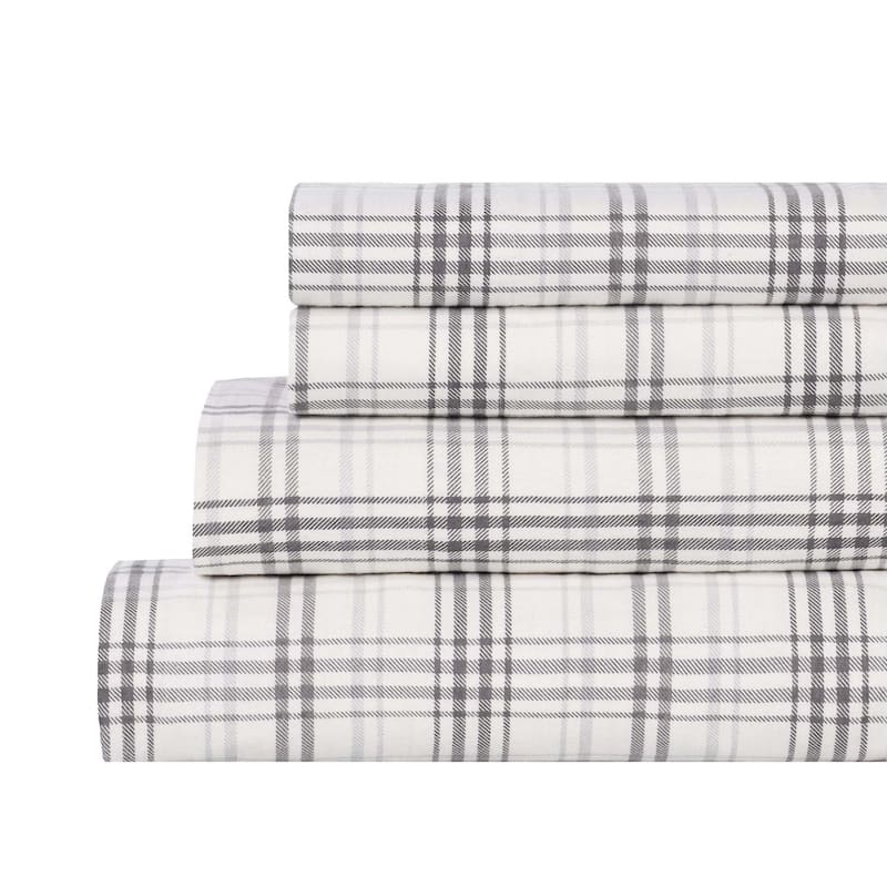 Superior Plaid Flannel Cotton Farmhouse Sheet Set
