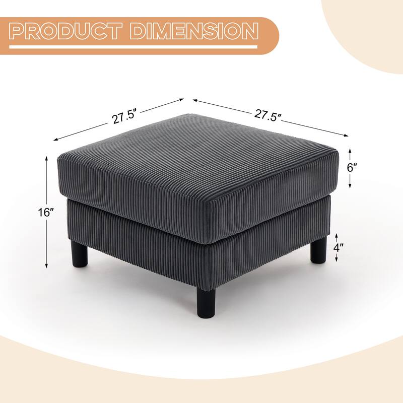 116.5" Corduroy U-Shaped Modular Sectional Sofa with 2 Movable Ottomans