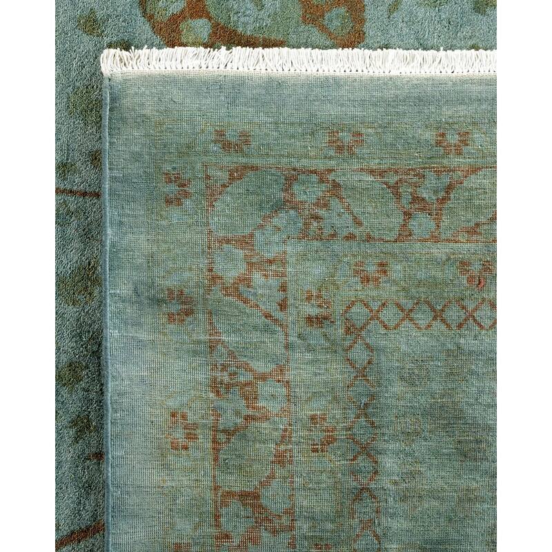 Overton Hand Knotted Wool Vintage Inspired Modern Contemporary Overdyed Gray Area Rug - 9' 4" x 12' 4"