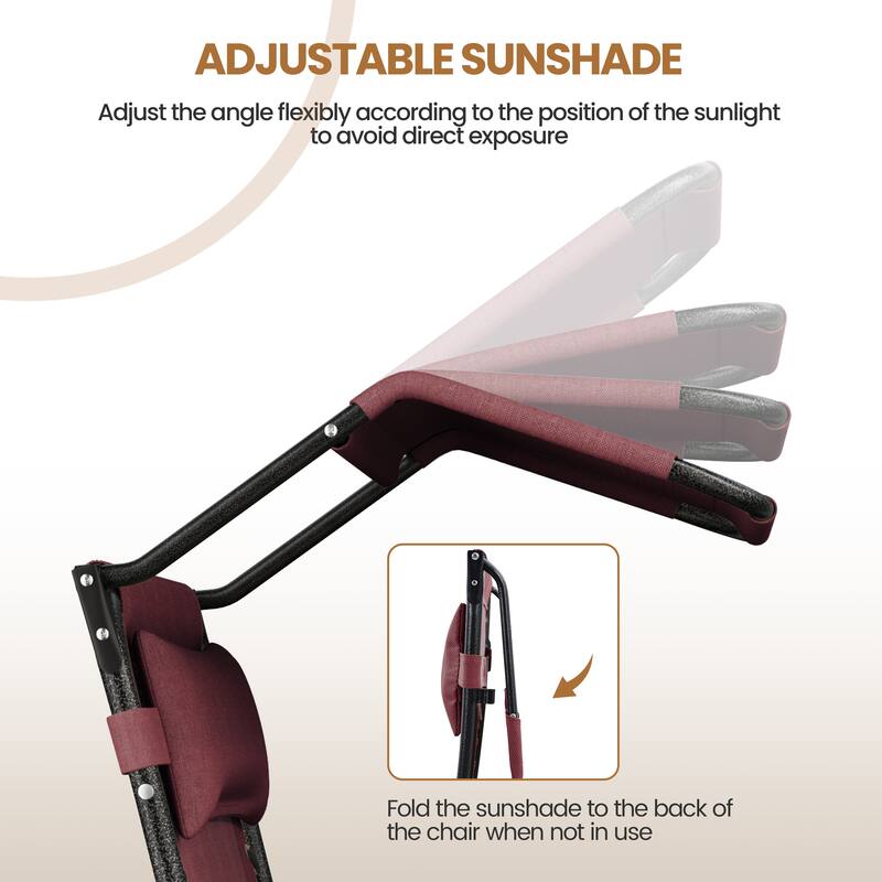 Yaheetech 26in Outdoor Zero Gravity Chair Patio Lounge Camping Chair with Sunshade