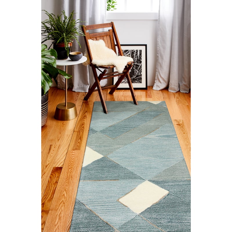 Bashian Malik Aqua Contemporary Area Rug