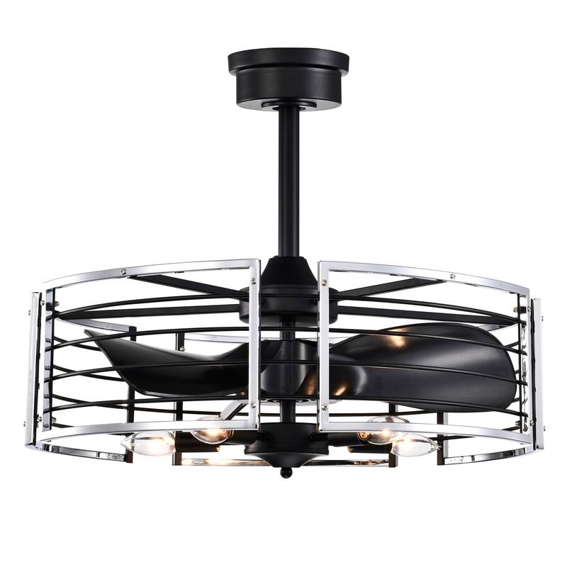 Uli 24 Inch Chrome Polish Cage Fandelier - N/A