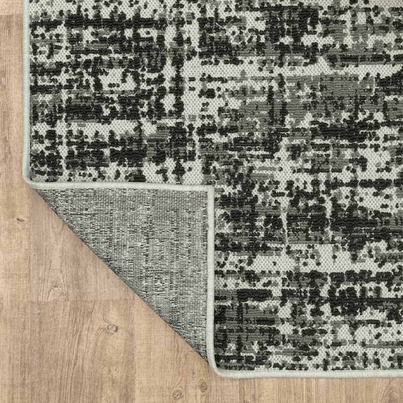 Vista Home Talcot Distressed Abstract Black Indoor-Outdoor Area Rug