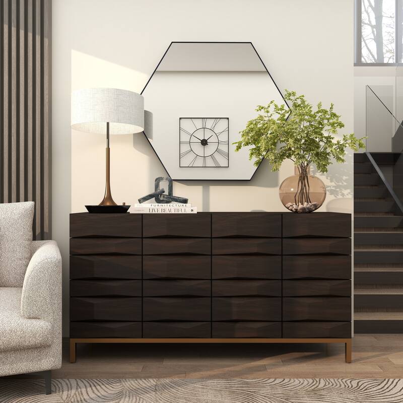 Contemporary Hexagon Wood Wall Mirror - Multiple Finishes and Sizes