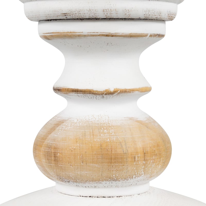 Wooden Pedestal Pillar Candle Holder - 5.5" - Brushed White