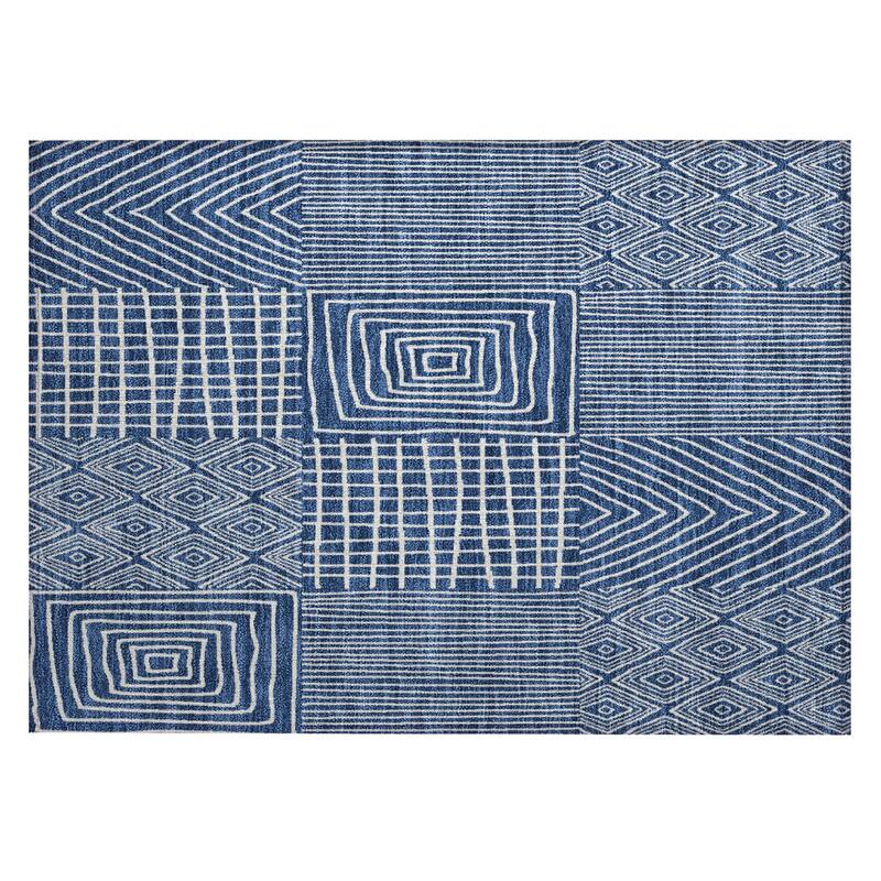 Machine Washable Indoor/ Outdoor Geo Patchwork Chantille Rug