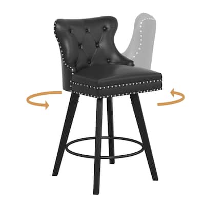 LUE BONA Swivel Bar Stools Counter Height, Upholstered Counter Stools with Backs - 26"H