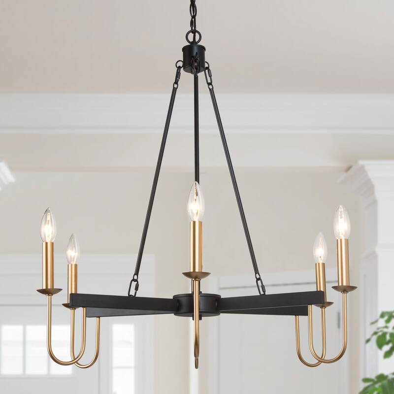 Mid-Century Modern 6-Light Wheel Chandelier French Country for Dining Room