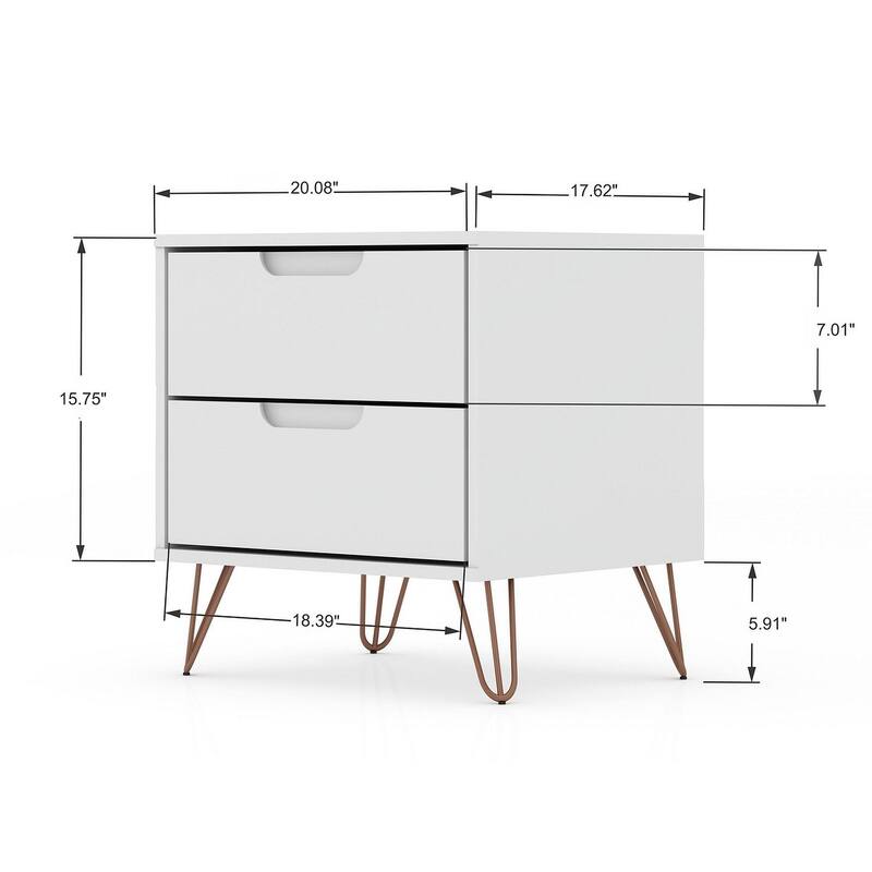 Manhattan Comfort Rockefeller 2-Drawer Nightstand (Set of 2)