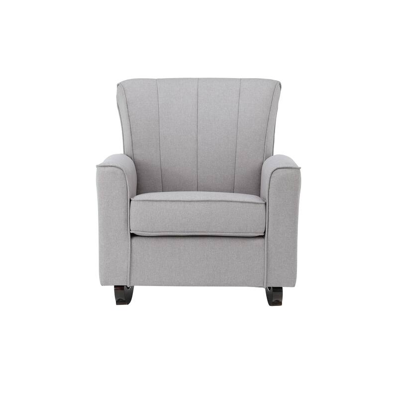 Light Gray Linen Rocking Chair