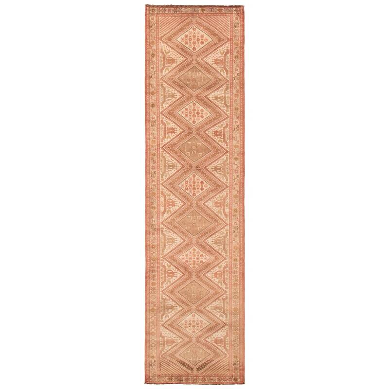 ECARPETGALLERY Hand-knotted Konya Anatolian Cream Wool Rug - 3'0 x 11'5 - Cream - 3'0 x 11'5