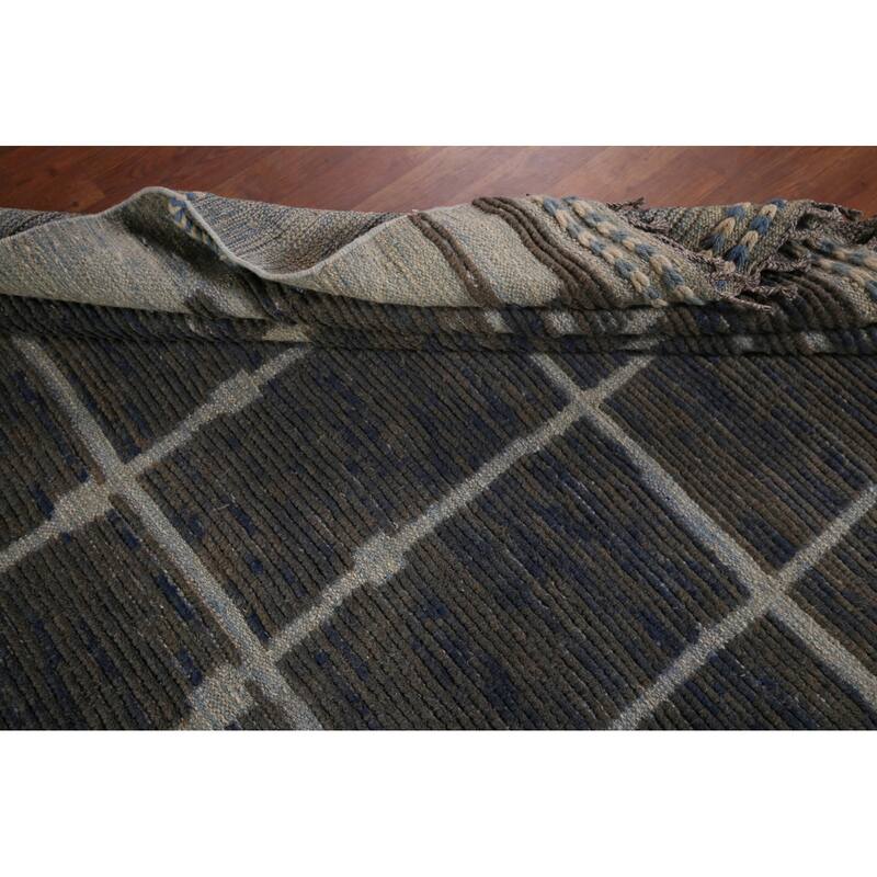 Earth Tone Moroccan Area Rug Handmade Wool Carpet - 7'11"x 12'2"