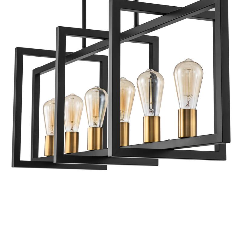 Black or Gold Farmhouse Rustic Kitchen Island Pendant Chandelier for Dining Room