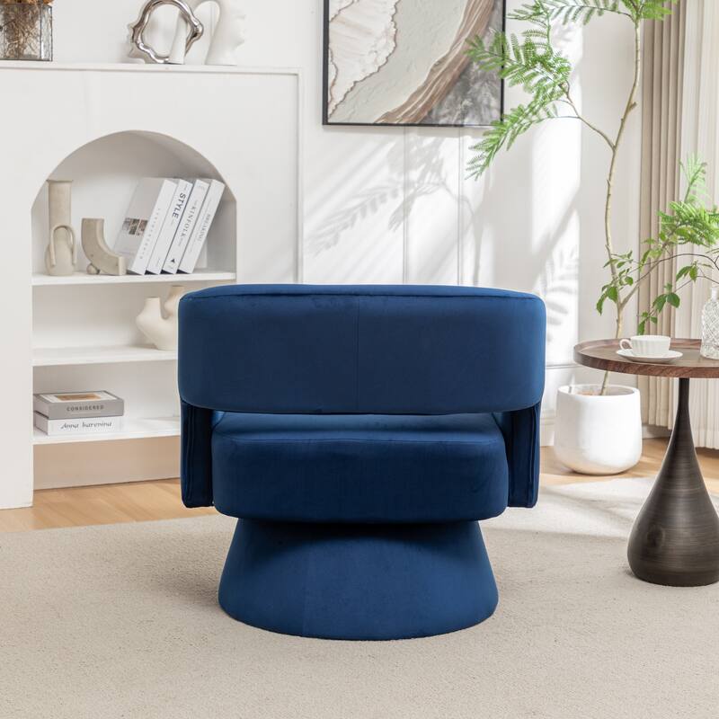 Swivel Barrel Chair,Velvet Accent Armchair 360 Degree Swivel Club Chair for Living Room Bedroom Reception Room