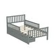 preview thumbnail 23 of 59, Vertical Headboard Footboard Platform Bed Frame, Both Side Guardrails, Wooden Slat Panel Bed with 2 Storage Drawers