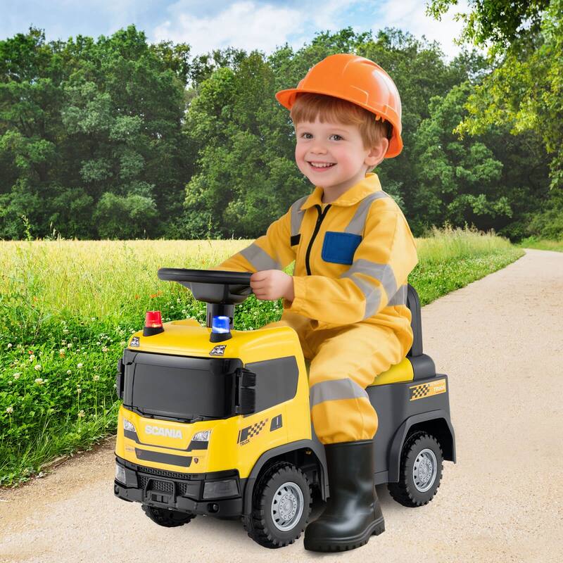 Costway Licensed Scania Toy Fire Truck with Lights Sounds & Under-Seat - See Details