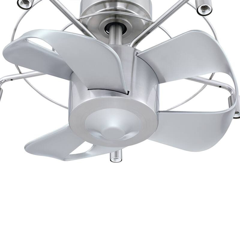 Modern Silver 3-Blade Metal Cage Ceiling Fan with Remote - 23-in W