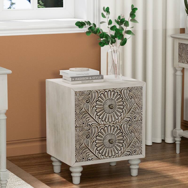 SUNBURY Vintage Solid Wood Nightstand with Drawer