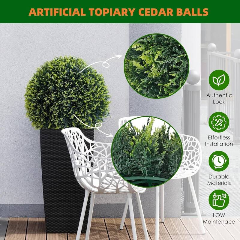 2Pcs Artificial Topiary Plant Balls, Faux Greenery Hanging Grass Ball