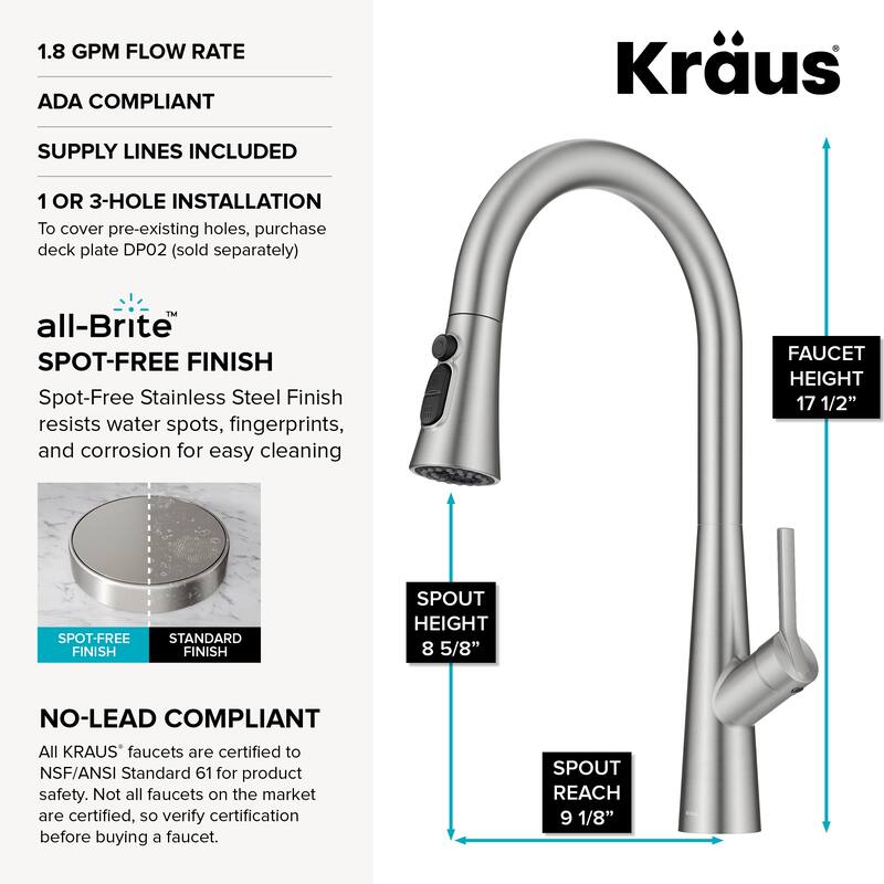 KRAUS Odelia 4-Function Single Handle Pull Down Kitchen Faucet