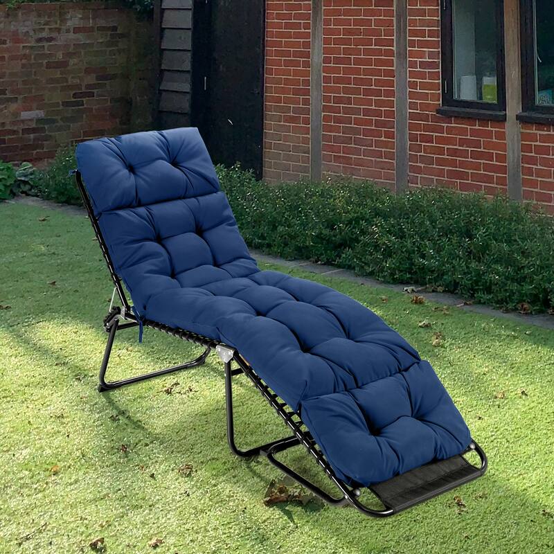 73" Comfortable Lounge Chair Cushion with Head Pillow and Waterproof for Outdoor or Indoor Use - 73'' x 22'' x 4'' (L x W x H)
