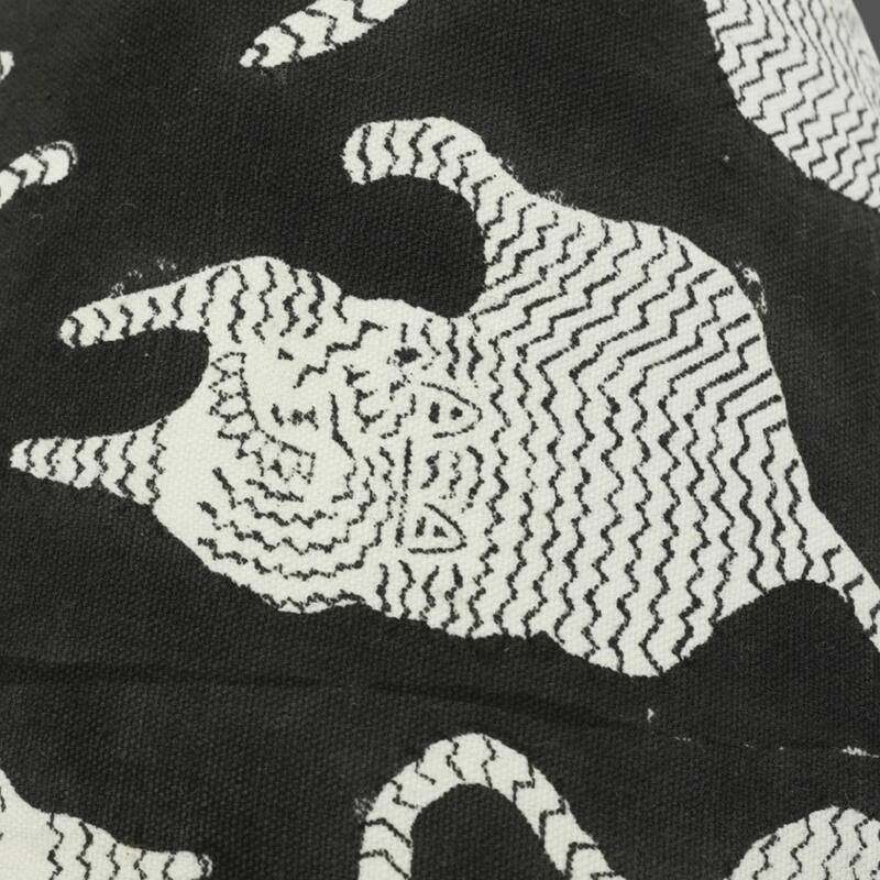 Fabdivine Musakraaj Handmade Hand Printed Duck Canvas Black Lampshade - Table Lampshade for Home Decor, Ethnic Boho Accent