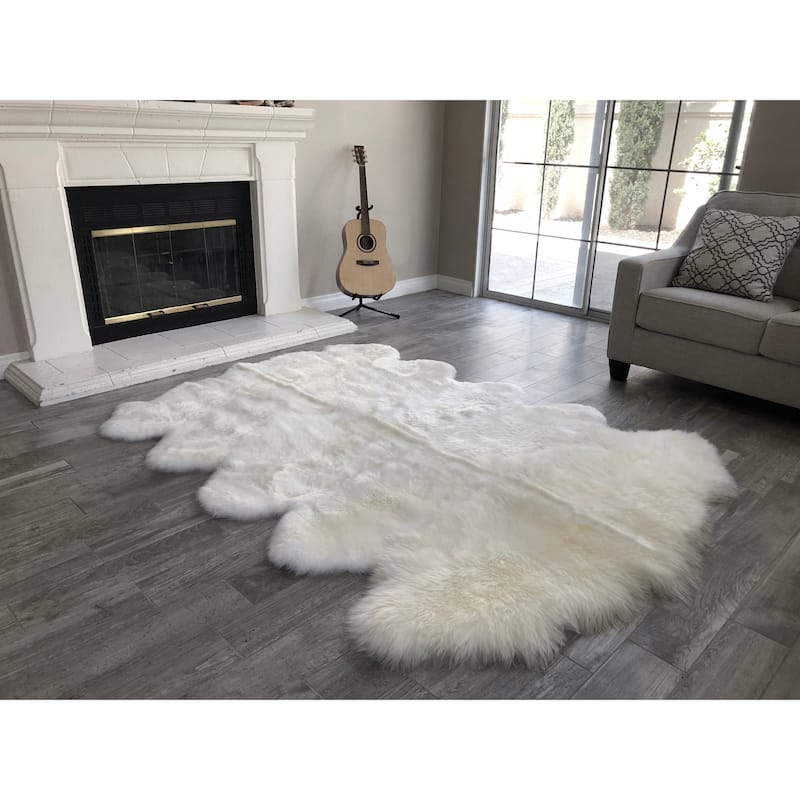 Dynasty Natural 10-pelt Luxury Long Wool Sheepskin Shag Rug