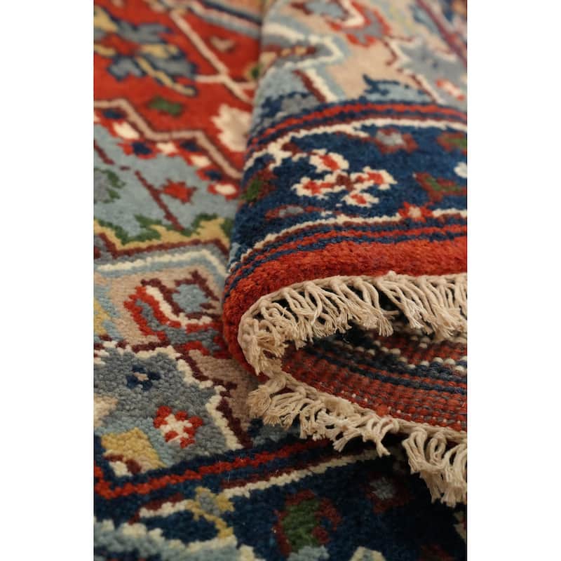 Hand Knotted Oriental 100% Wool Carpet Traditional Medallion Oranges & Rust Heriz (serapi) Area Rug - 5' 1'' X 3' 0''