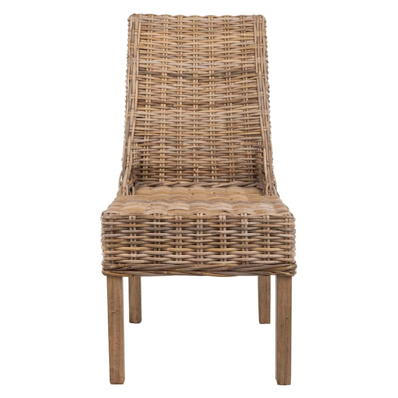 SAFAVIEH Charolette Indoor Wicker Brown Sloping Arm Chairs (Set of 2) - 20" x 24" x 39" - 20Wx24Dx39H