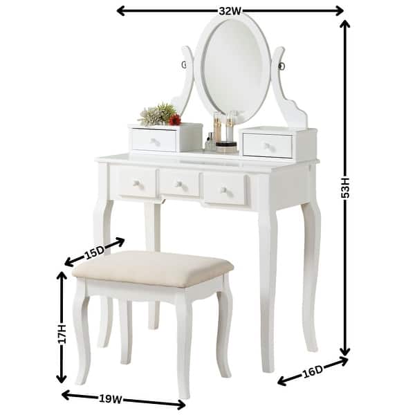 Classic White Makeup Vanity Table with Mirror and Drawers - Bed Bath &  Beyond - 40758304