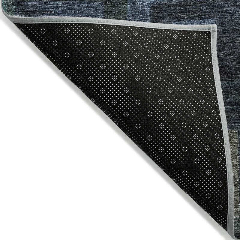 Machine Washable Indoor/ Outdoor Contemporary Blocks Chantille Rug