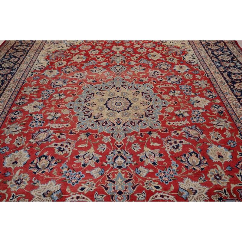 Traditional Najafabad Vintage Persian Rug Hand-Knotted Wool Carpet - 9'4" x 13'2"
