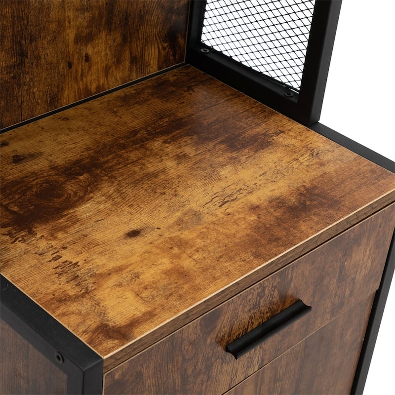 Wood Salon Station with Drawer, Cabinet and Shelves