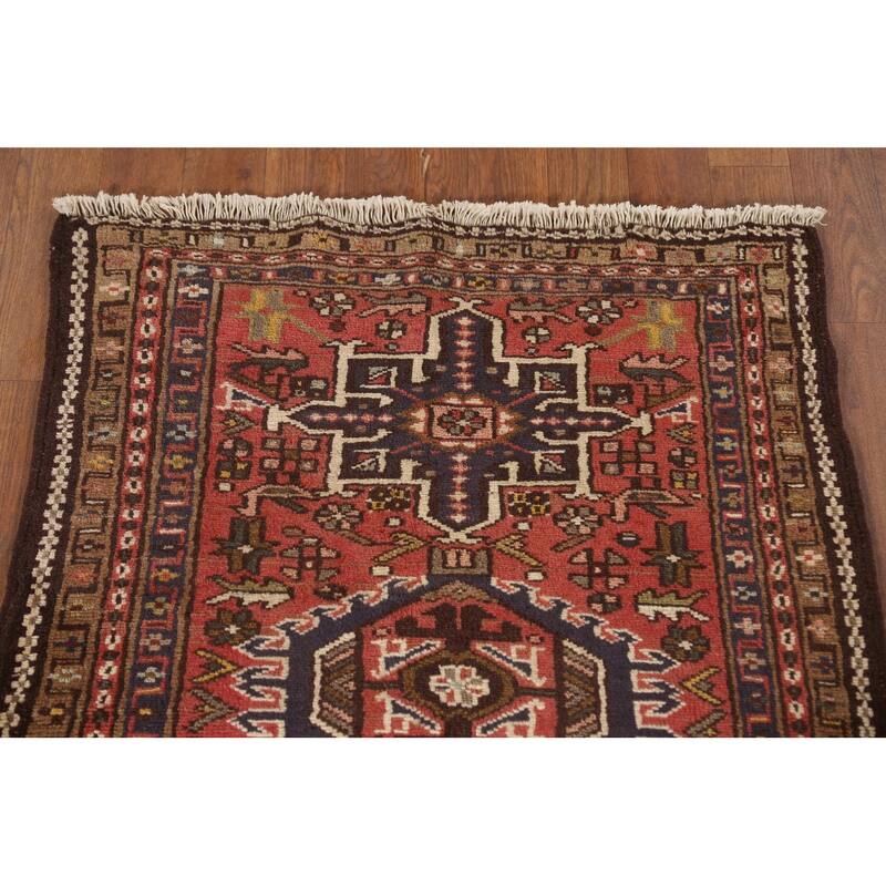 Tribal / Geometric Gharajeh Persian Runner Rug Handmade Wool Carpet - 2'5" x 9'6"