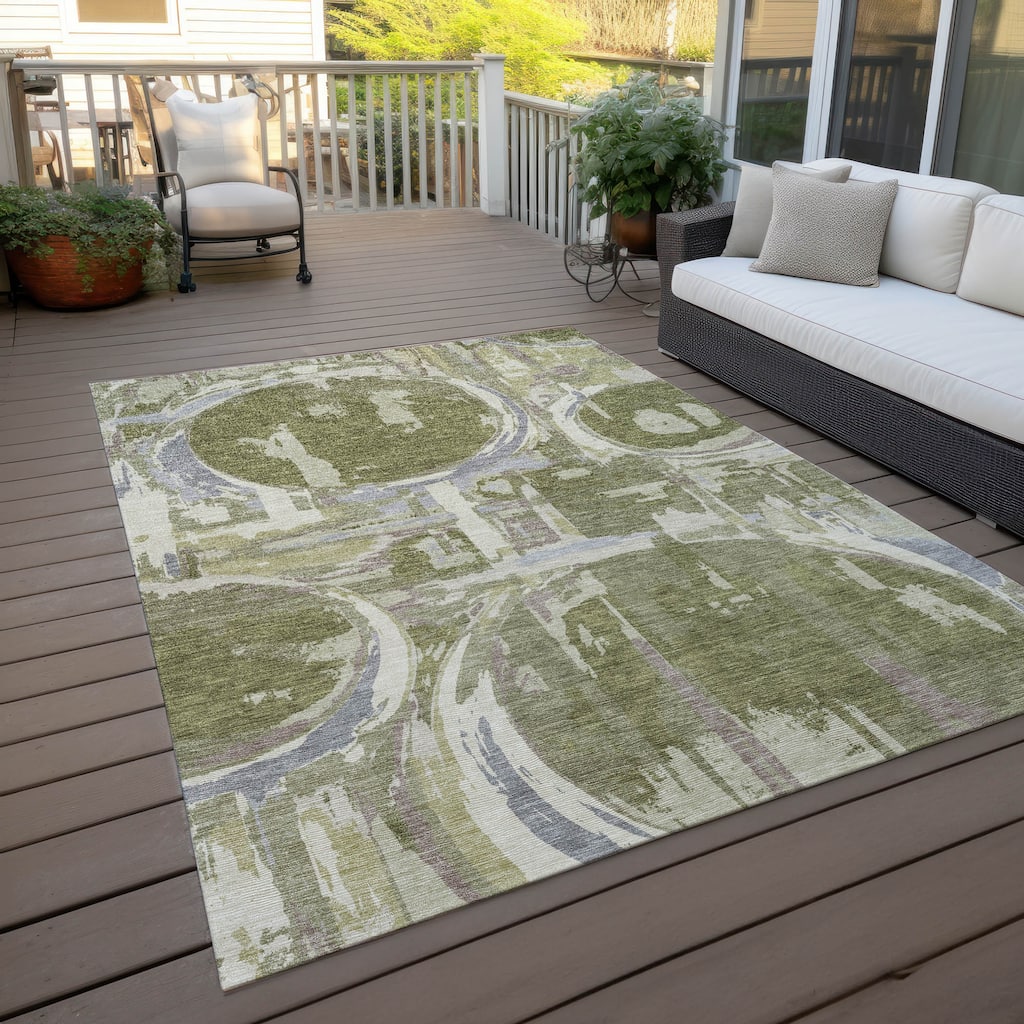 Machine Washable Indoor/ Outdoor Chantille Contemporary Abstract Rug