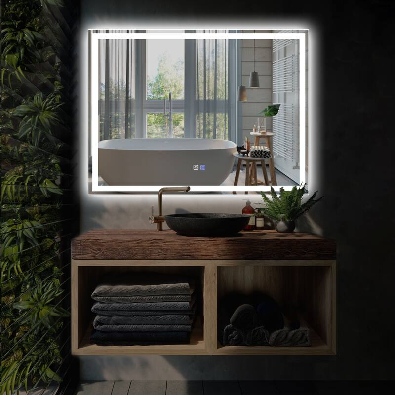 Dimmable LED Bathroom Vanity Mirror with Anti-Fog, Backlit + Front Lit