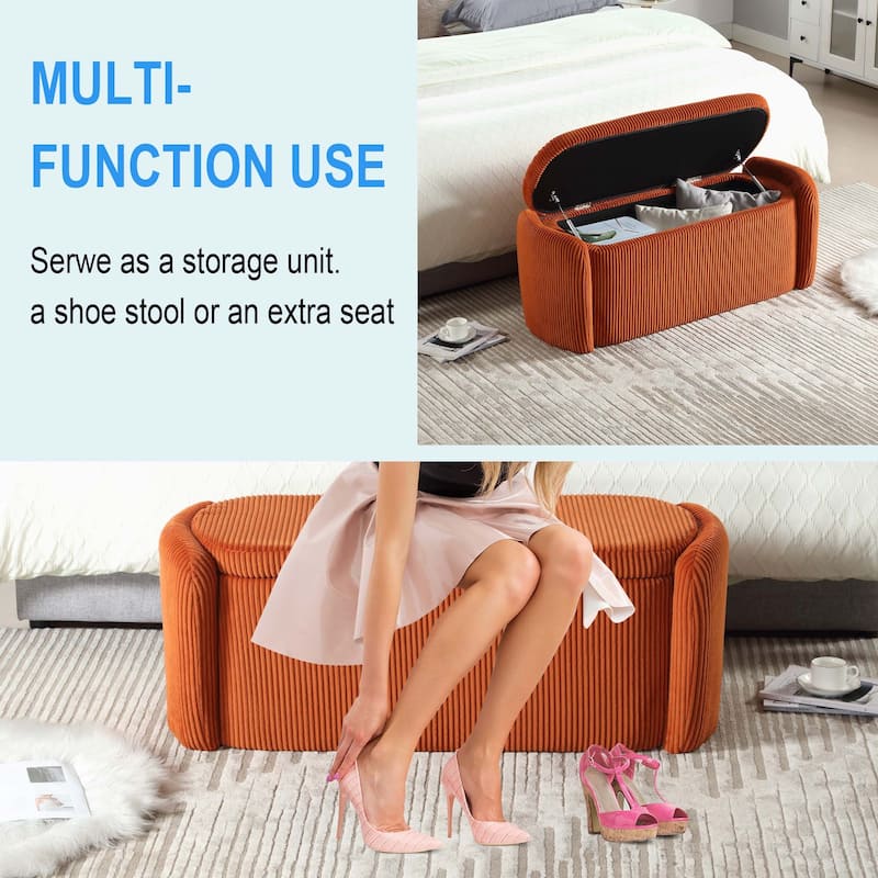 Bedroom Storage Ottoman End Bench with Safety Hinge