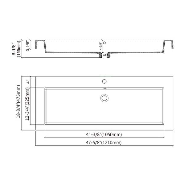 dimension image slide 6 of 15, Dowell 18" FTB Resin Bathroom Vanity Basin