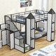 preview thumbnail 2 of 10, Twin over Twin Castle-shaped Bunk Bed with Wardrobe and Multiple Storage, Black+White