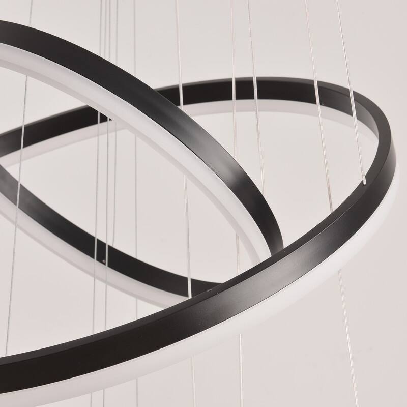 Modern Ring LED Chandelier Ring Adjustable Ceiling Light with Remote Control for High Ceilings