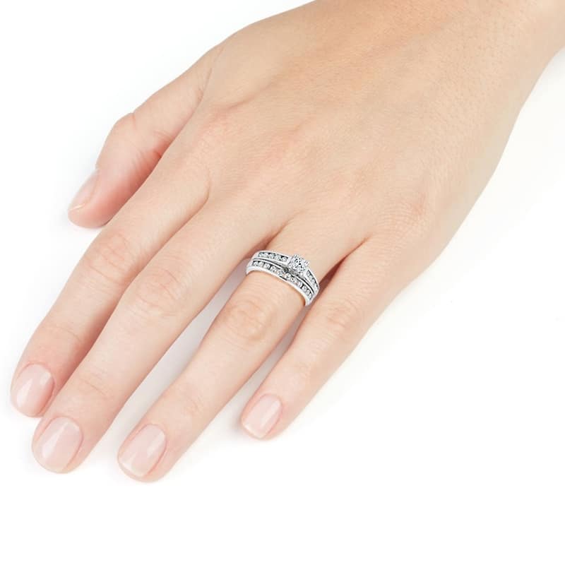 1/2 Ct Diamond Engagement Wedding Ring Set White Gold