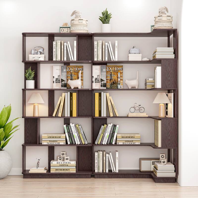 31.5"L X 64.56"H Free Combination Bookshelf Modern 5-Tier Open Storage Bookcase Mdf Wood Display Shelving, Media Storage Shelves
