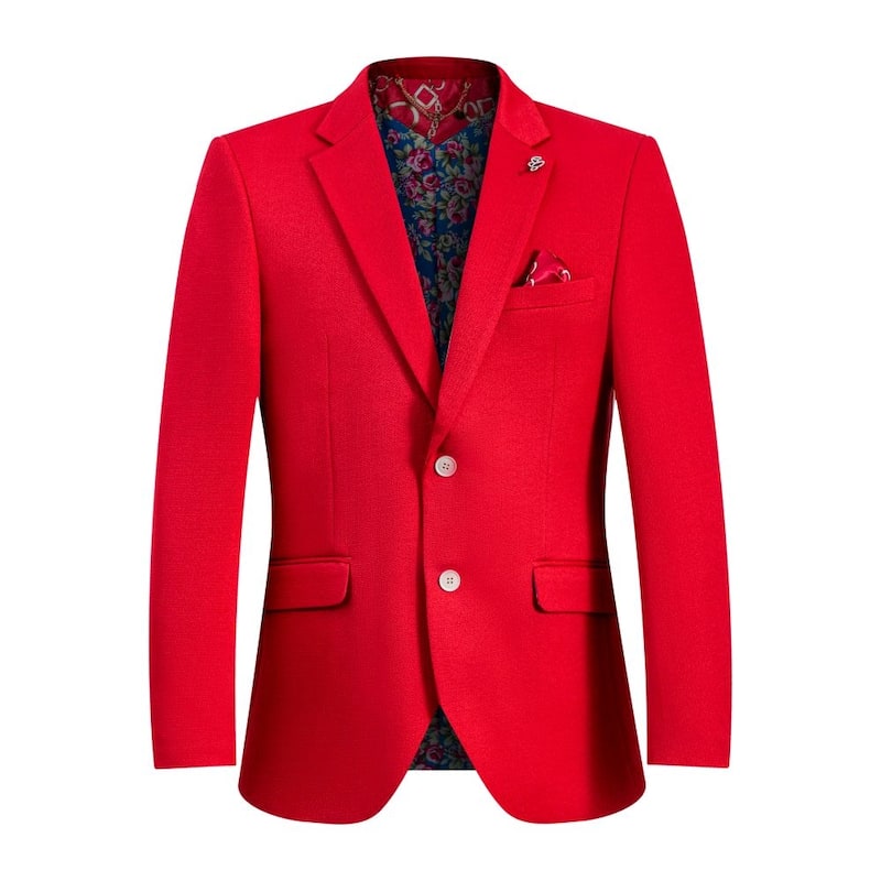 Elie Balleh Boys' Slim Fit Classic Blazer - XL/18-20 - Red