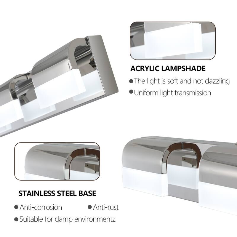 Modern Bathroom Vanity Lighting 4-Light LED Vanity Lights Over Mirror Bath Wall Lighting - Chrome