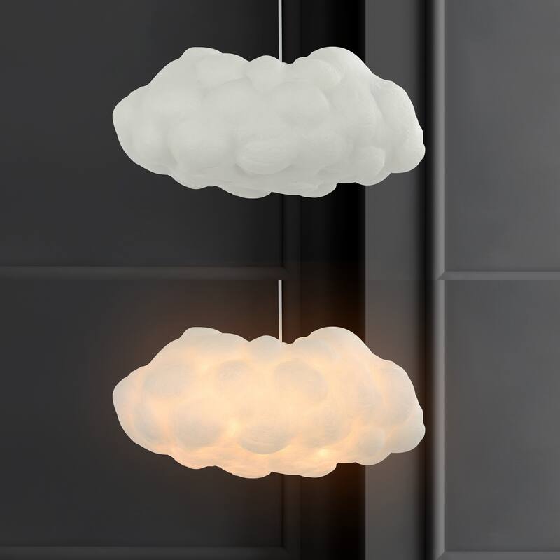 Homer 23" 2-Light Modern Contemporary Silk LED Cloud Pendant, White by JONATHAN Y