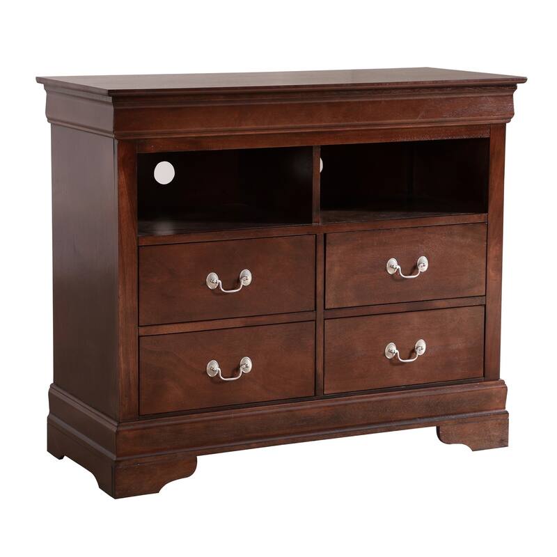 4-Drawer Wooden TV Media Chest - 42" - Dark Brown