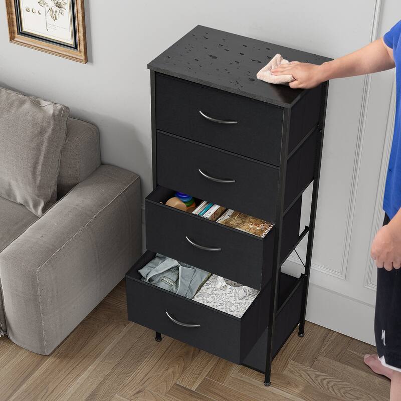 Home Bedroom Furniture 5-drawer Chest Vertical Storage Tower - Fabric Dresser