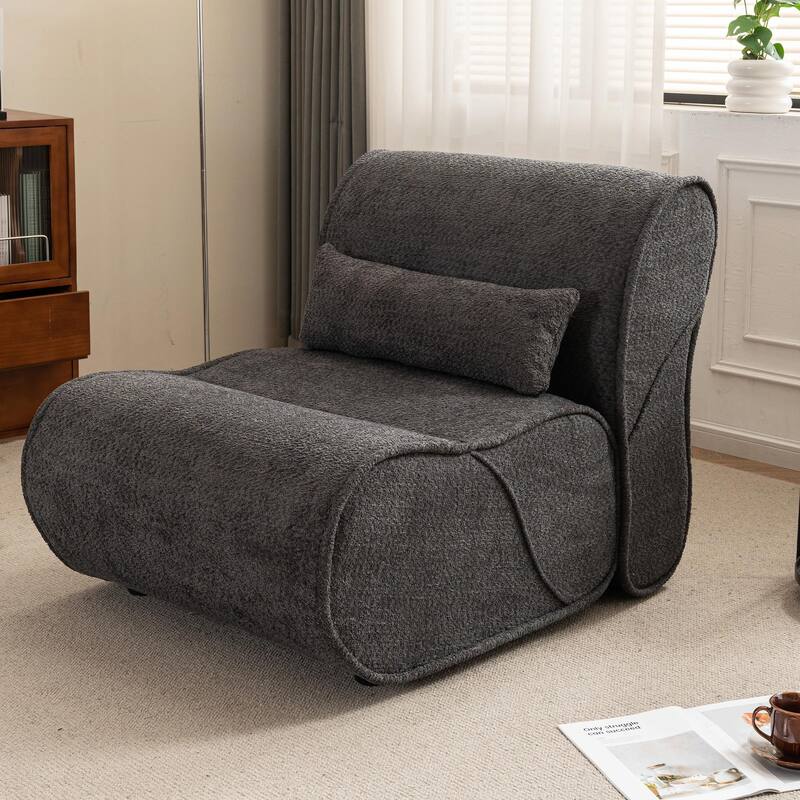 Soft Velvet Recliner Chair - Comfortable Lounge Chair with Waist Padding