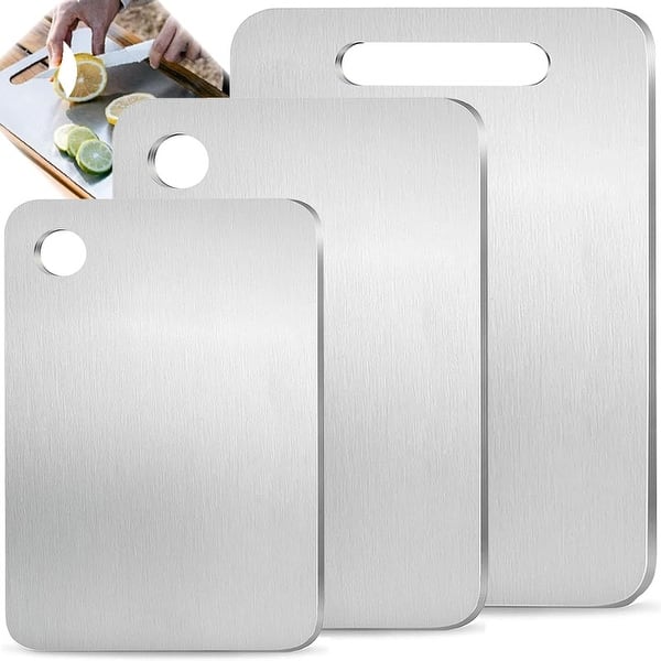 3PCS Cutting Board, Double Sided Pure Stainless Steel